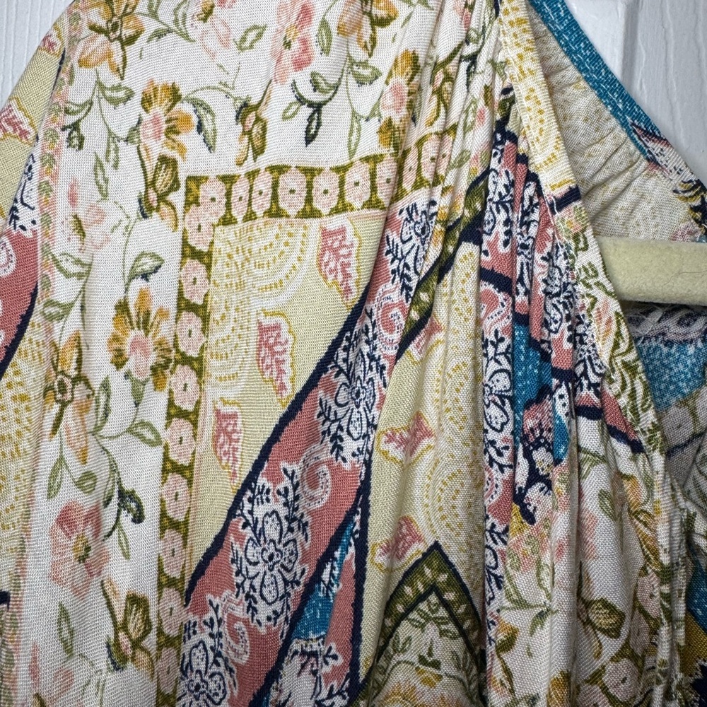 Bohemian Patchwork Dress in Blue and Yellow 1X - Picture 6 of 13